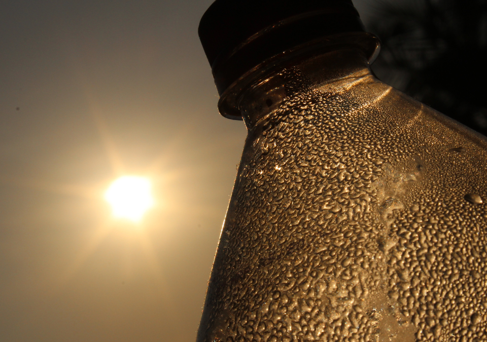 Esporre al sole l’acqua in bottiglia di plastica: alto rischio per la salute.